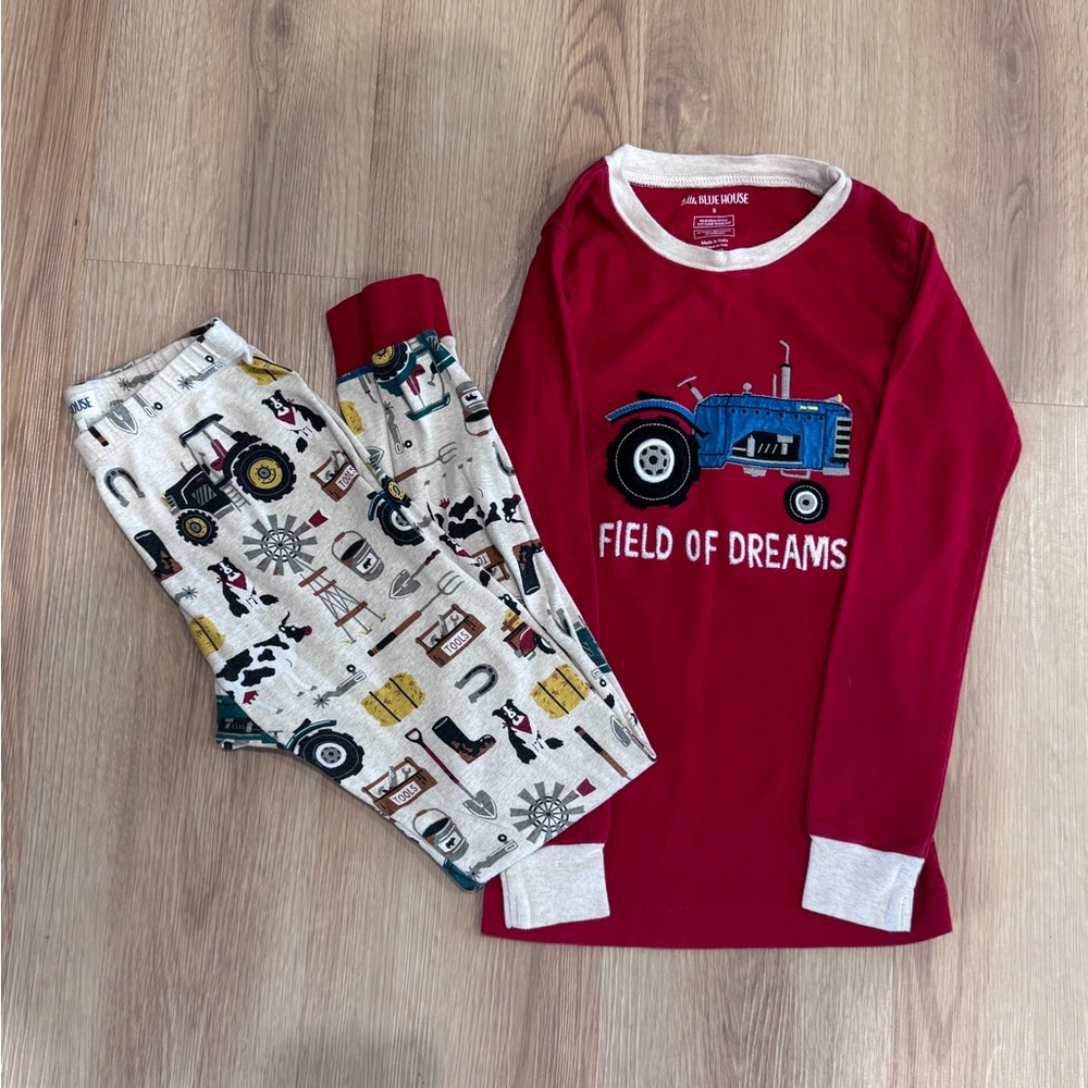 Field of Dreams Tractor Pajama Set - Red